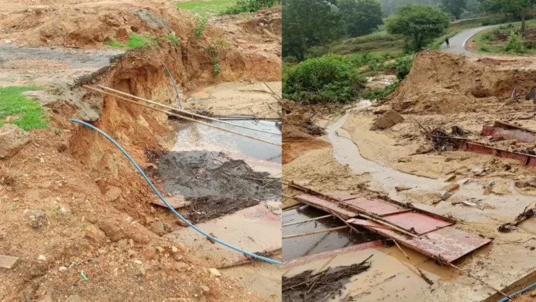 ठेकेदार की लापरवाही से 6 गांवों का टूटा संपर्क, बारिश में बह गए डायवर्सन, पैदल स्कूल पहुंचे शिक्षक