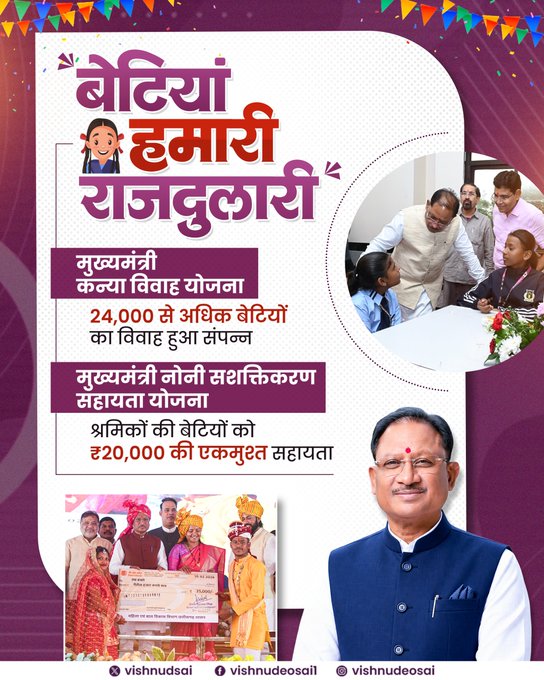 बेटियों की खुशहाली और उनके चेहरे की मुस्कान हमारे लिए सबसे बड़ा आशीर्वाद – सीएम साय